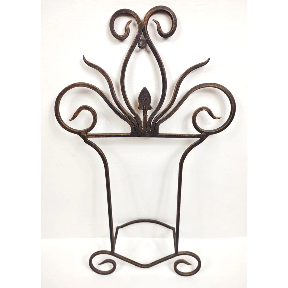 VTG Silver Cast Metal Large Hand Towel Holder Scrolled Hanging 19